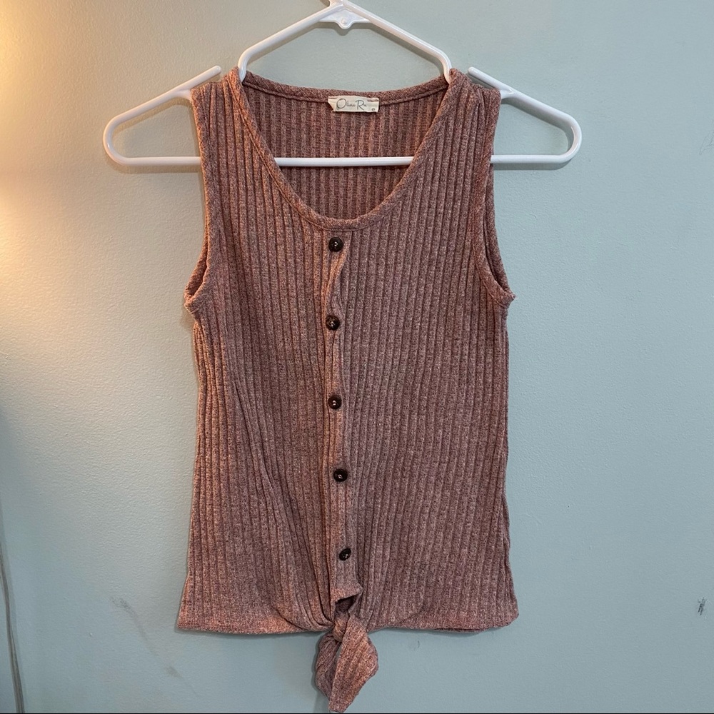Olivia Rae knit button up tank top